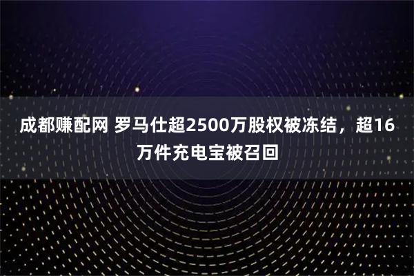 成都赚配网 罗马仕超2500万股权被冻结，超16万件充电宝被召回